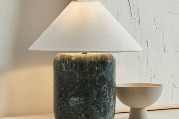Upscale Your Study Room with a Luxury Emerald Green Marble Table Lamp