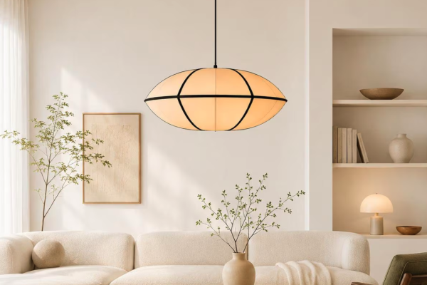Elegant Pleated Silk Wabi Sabi Balcony Dining Lighting